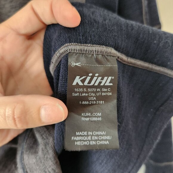 Kuhl Grey Blue Quarter Zip Sweater Hiking Camping Long Sleeve Sweater Men's S - Picture 6 of 9